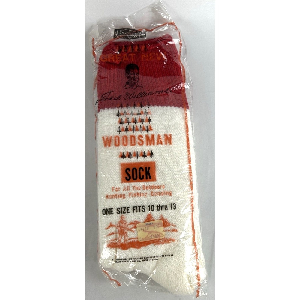 NEW Vintage Sears Ted Williams Woodsman Socks Sock Mens 10-13 Hunting Camping